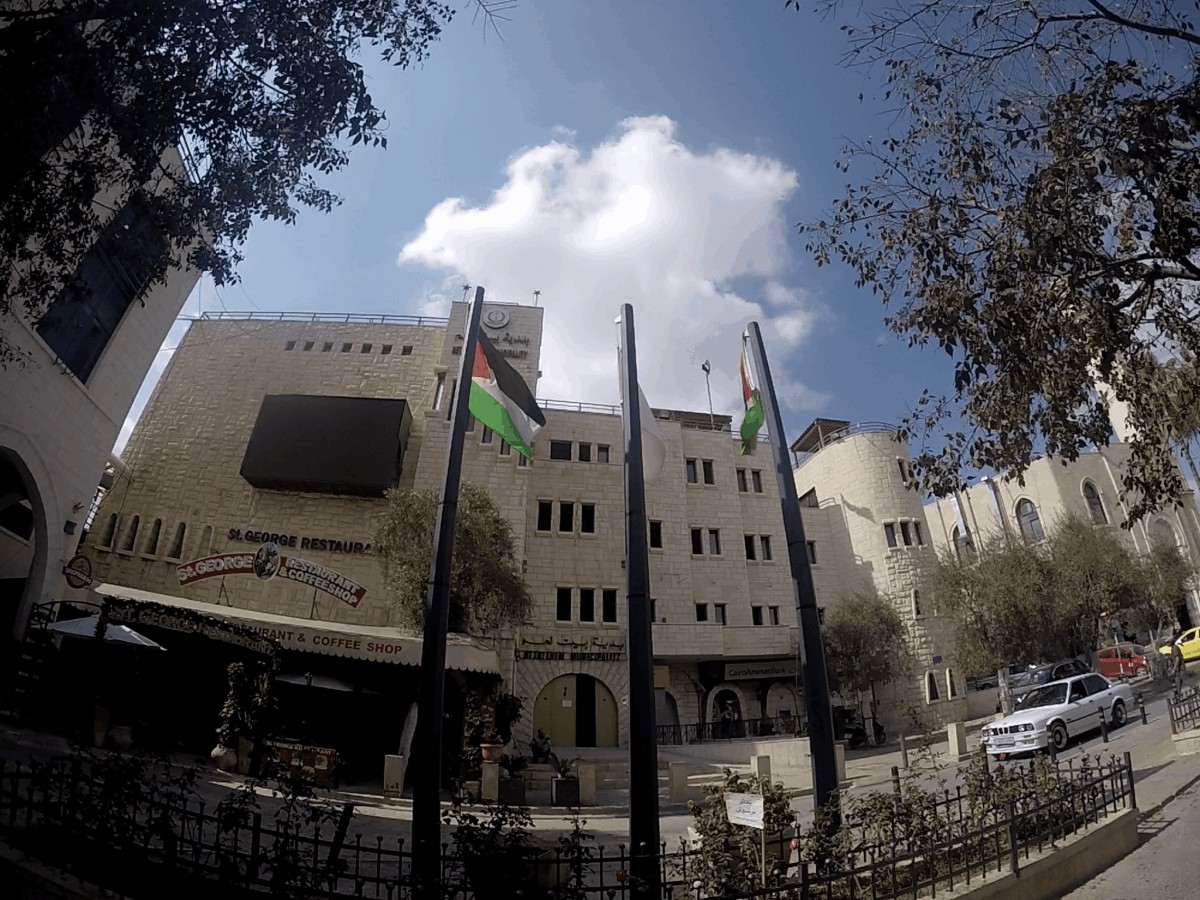 Banderas de Palestina ondeando en Belén