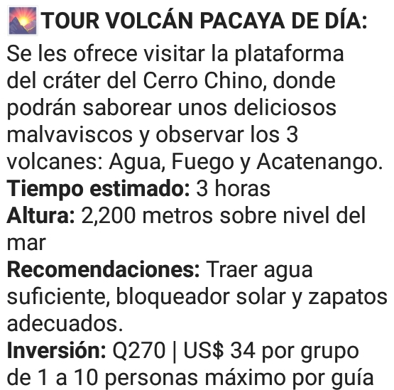 Tour por el volcán de Pacaya en un día