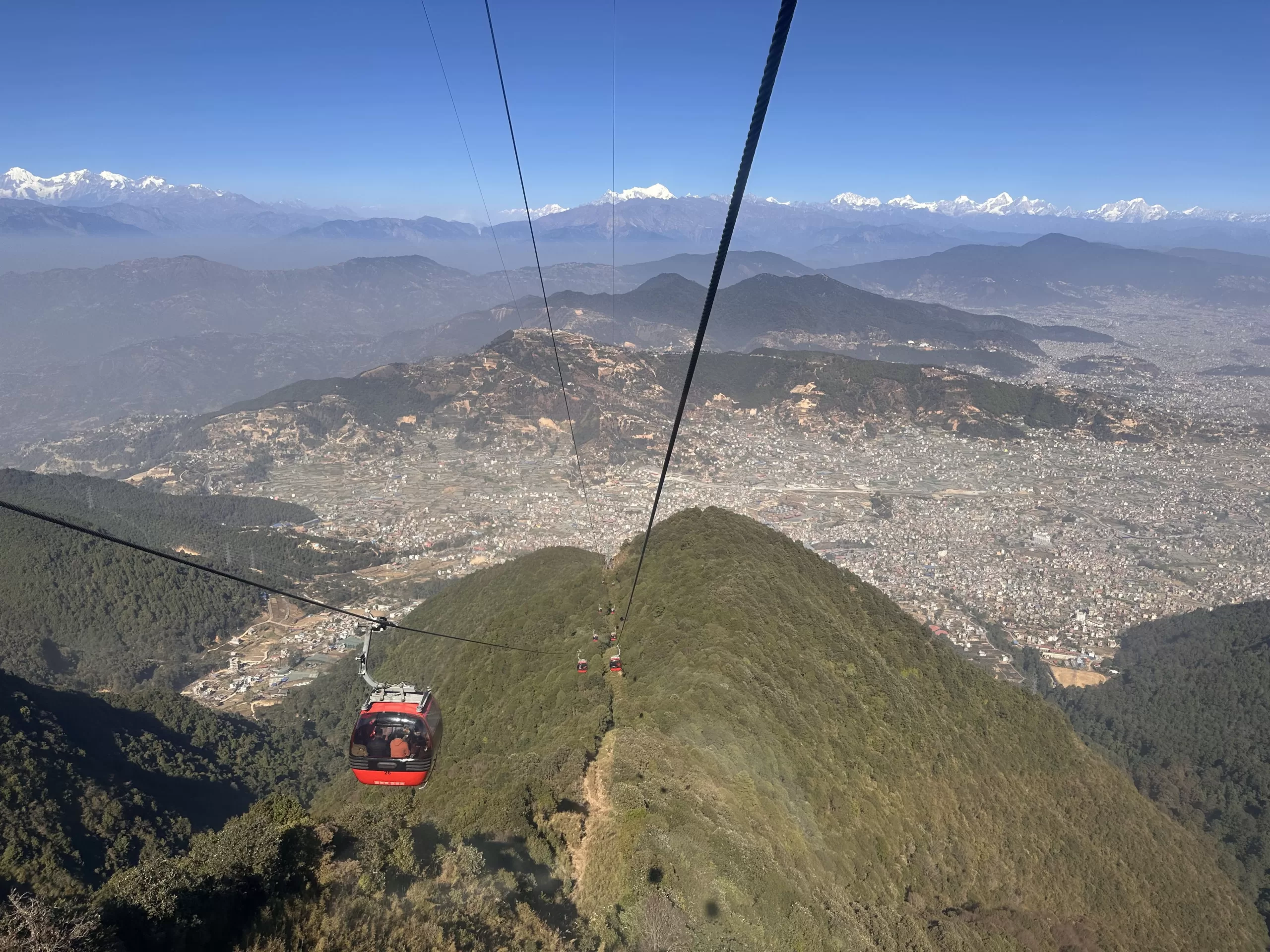 Subir al teleférico en Katmandú