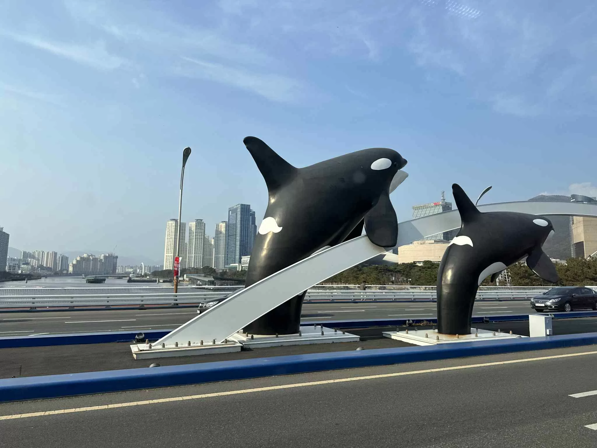 Two Orcas Sculpture at Busan Bridge - 20 Places to visit in Busan