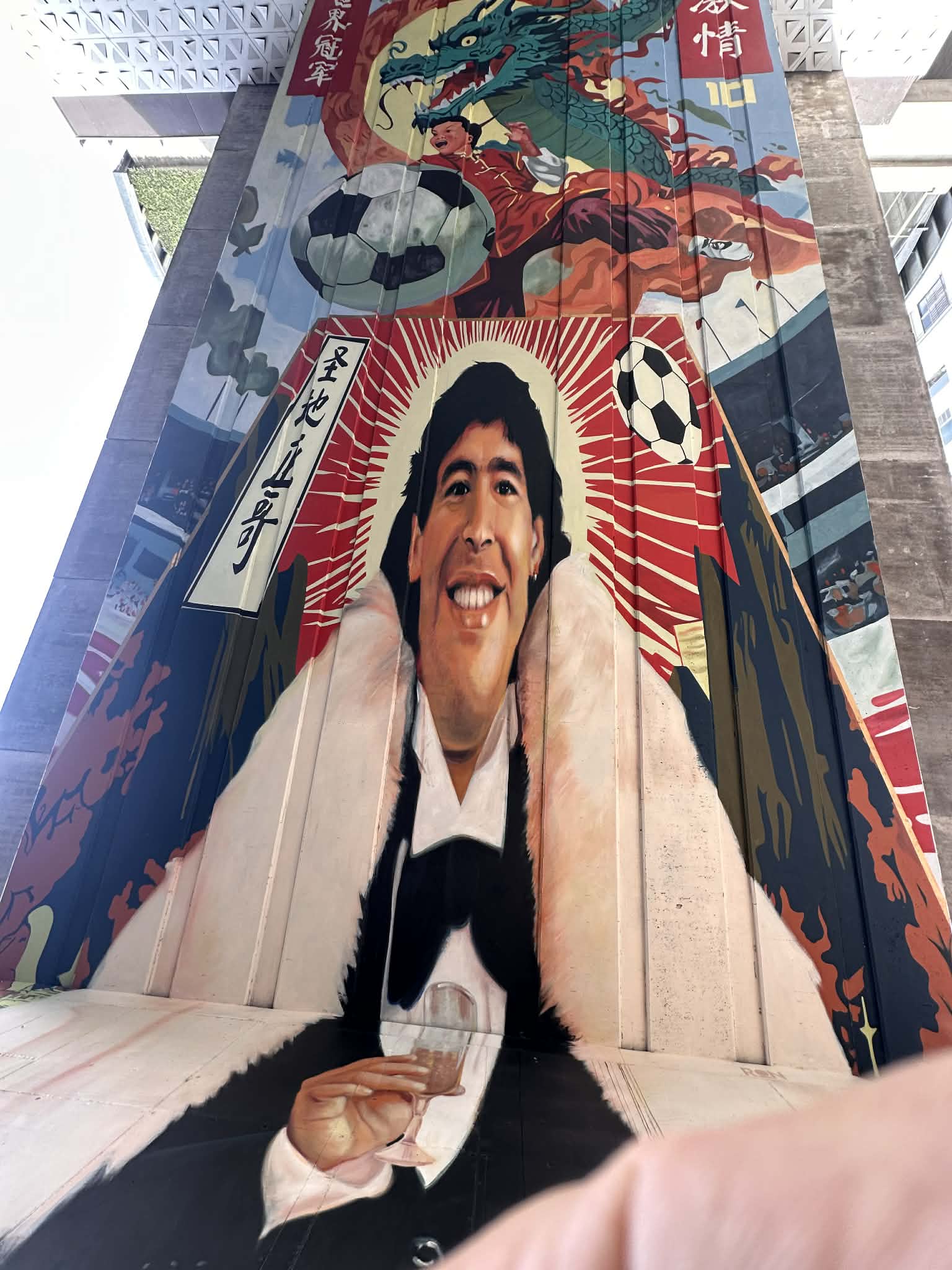 Mural de Diego Armando Maradona en el Barrio Chino