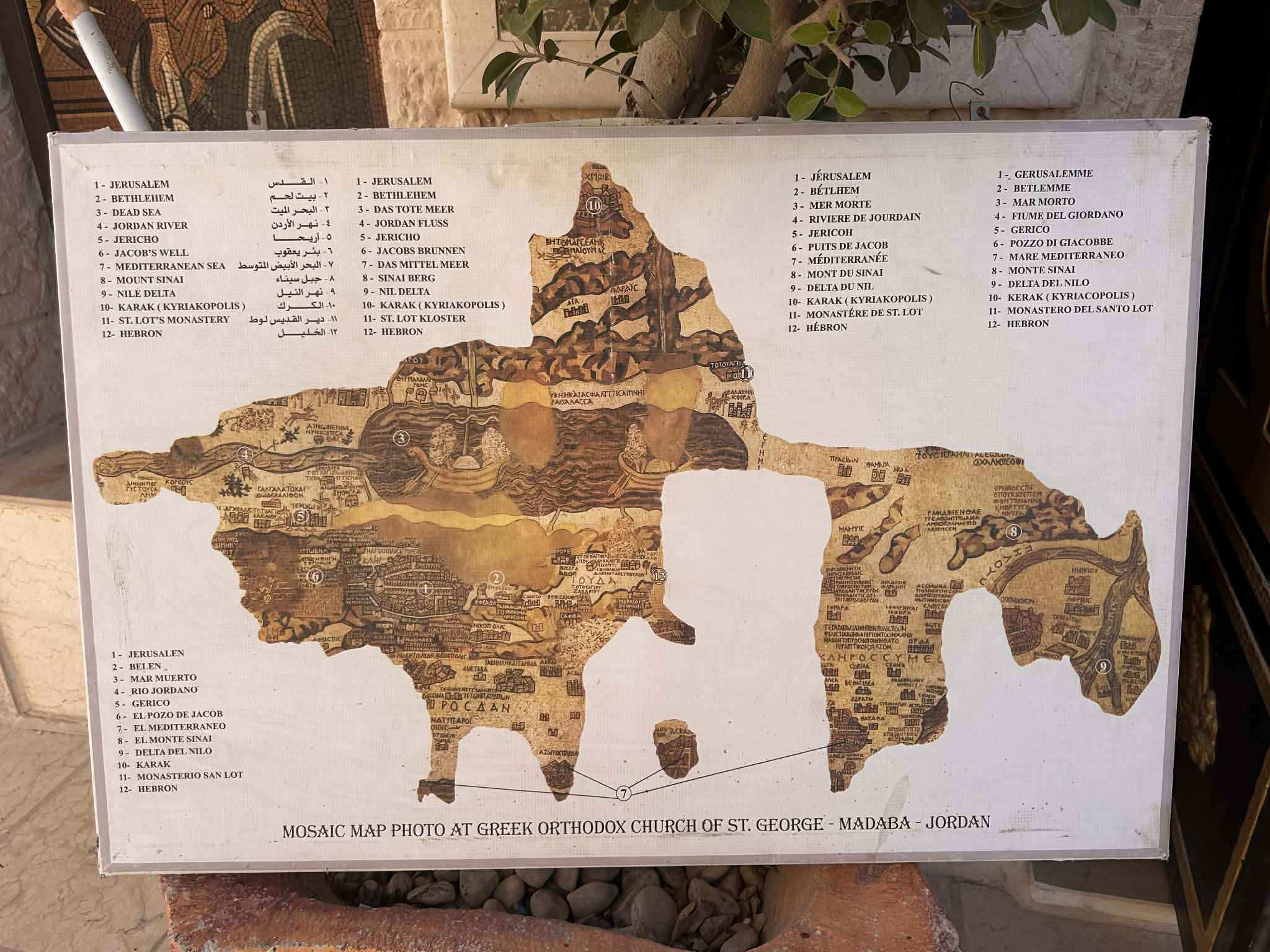 Mosaico del mapa de Tierra Santa en la Iglesia de San Jorge